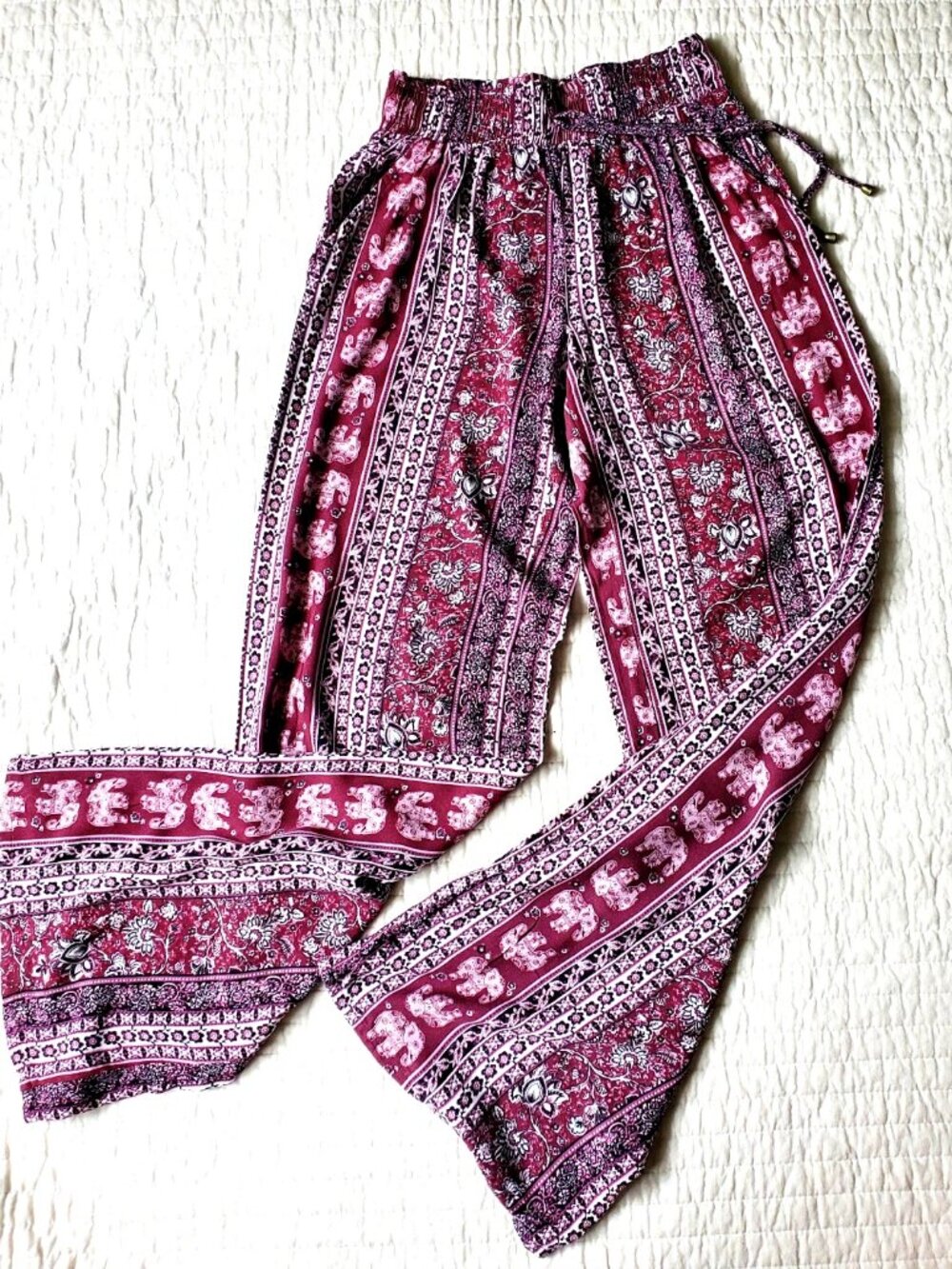 WOMEN'S JOE B JOE BENBASSET XS PANTS WIDE LEG FLORAL WOWEN ELASTIC WAIST RAYON